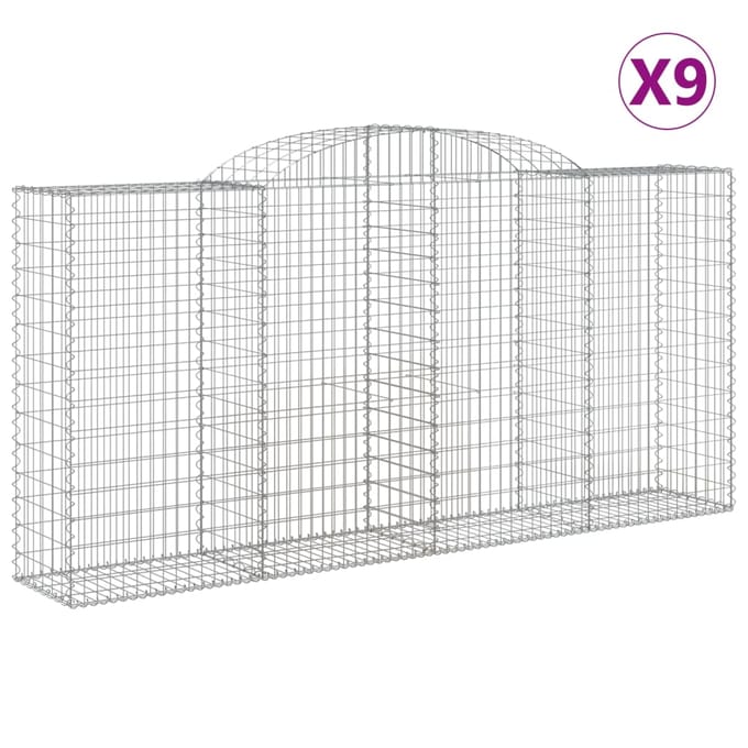 vidaXL - Schanskorven - 9 - st - gewelfd - 300x50x140/160 - cm - ijzer
