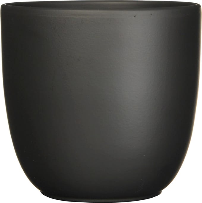 Mica Decorations Plantenpot/bloempot Tusca - Zwart - keramiek - mat - D25/H23 cm
