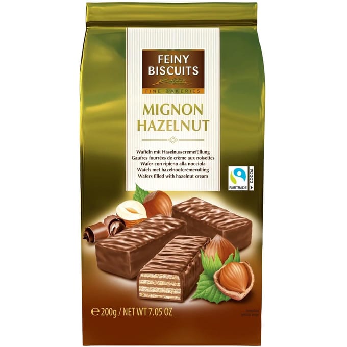 Feiny Biscuits Gaufrettes Arachides Enrobées de Chocolat 200 g