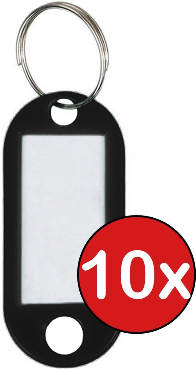 Sleutellabels Sleutelhanger Bagagelabel Sleutellabel Gekleurde Naamlabels Label - Zwart - 10 PACK
