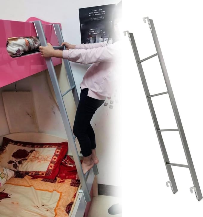 Bed Stapelladder - Stevige Ladder - Veilig Klimmen - Verstelbare Lengte - 116 cm - Zilver