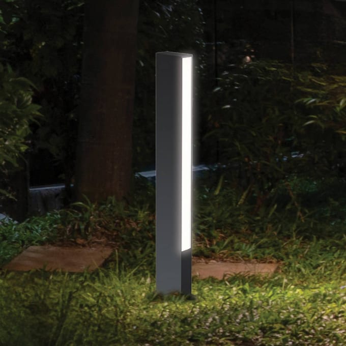 Viokef LED sokkellamp Lir, hoogte 60 cm, donkergrijs metaal