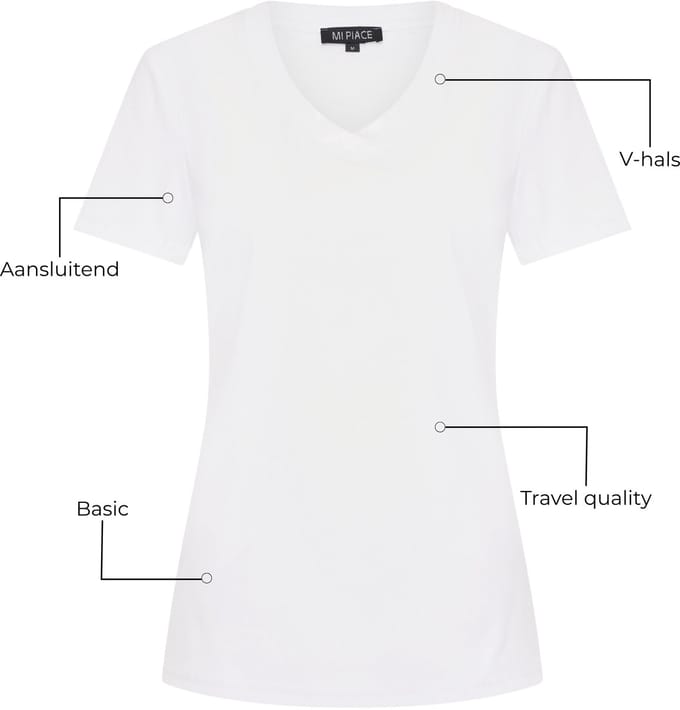 Mi Piace Travel T-shirt Dames - Wit - Maat S/36 - 202080