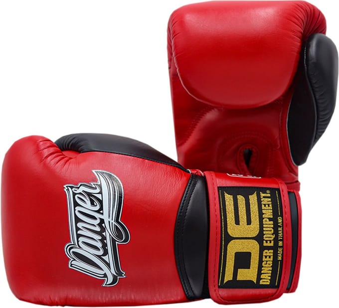 Danger Rocket Bokshandschoenen - Echt Leer - Rood 16 oz