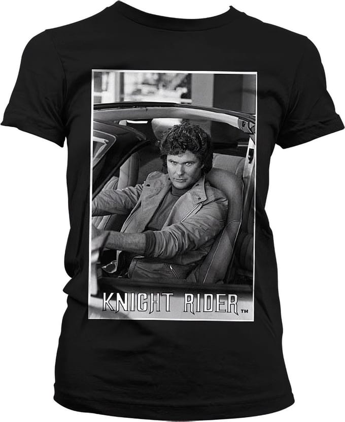 Knight Rider Dames Tshirt -S- Hasselhoff In Knight Rider Zwart