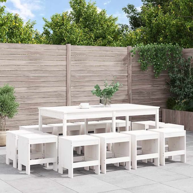vidaXL - 13-delige - Tuinset - massief - grenenhout - wit