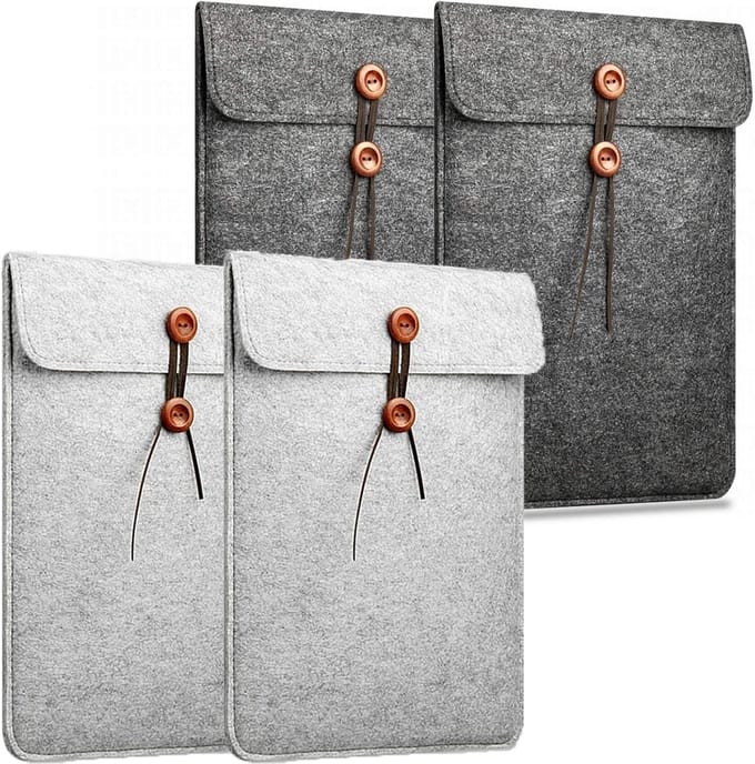 Set van 4 Vilt Documentfolders A4 - Draagbare Opbergmap voor Documenten, Toepassingsmap, A4 Verzamelfolder voor Kantoor, School en Reizen, Notebook Tas (Grijs)