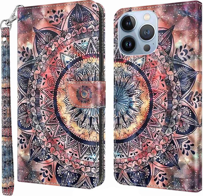 Cityhoesje-iPhone13 Pro Max – Bookcase – Print – Colorful Mandala