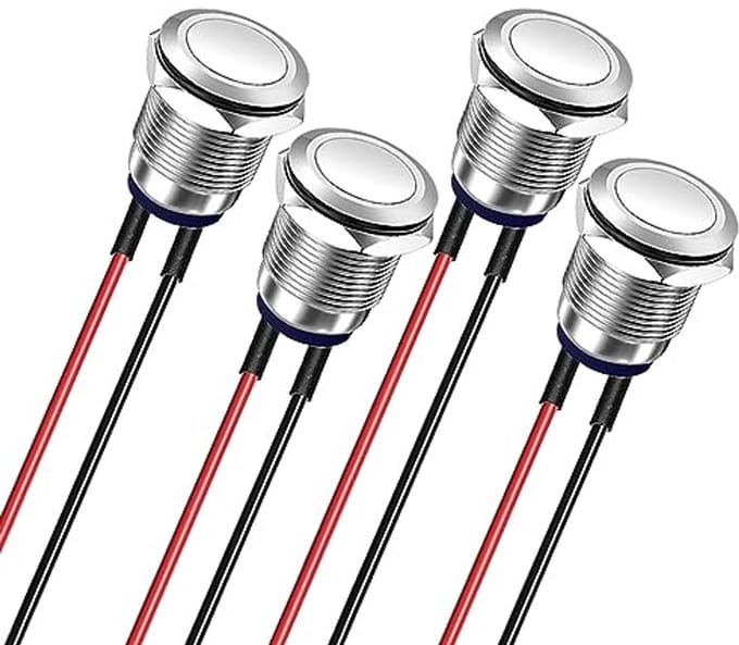 Waterdichte Drukknopvergrendeling 12mm voor 12V/24V/110V/250VAC - 4 Stuks