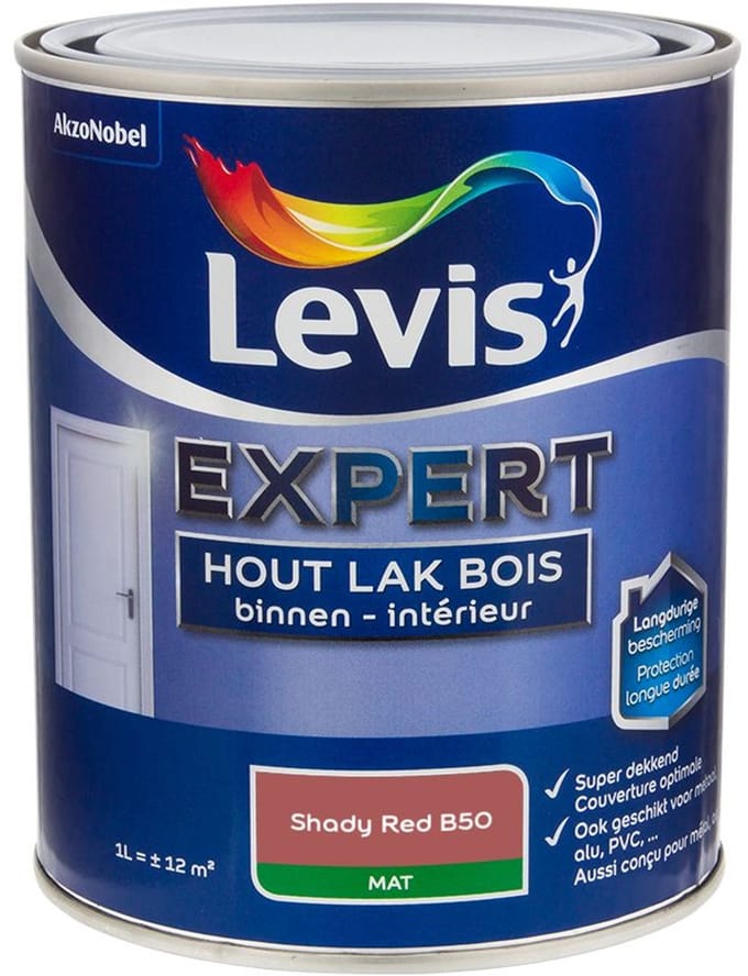 Levis - Expert Hout Lak Binnen Mat Mix - Shady Red B50 - Mengverf - 1 L