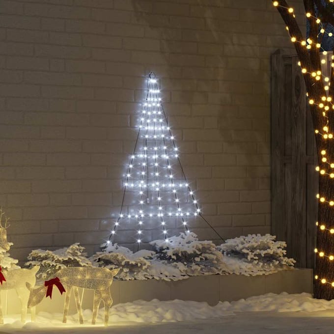 vidaXL - LED - Kerstboom - met - Grondspikes - Koudwit - 182 - cm - Metaal