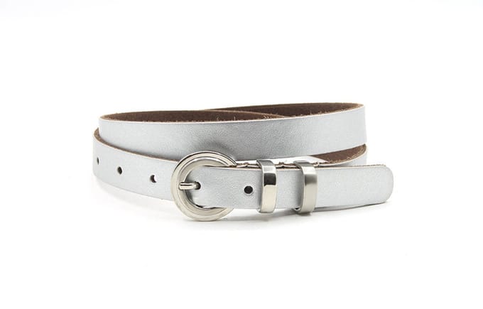 Dames riempje mat zilver - 2 cm breed - Leer - Smalle riem - Basic - Maat 85