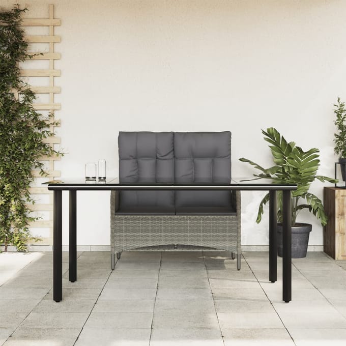 vidaXL - 2-delige - Tuinset - met - kussens - poly - rattan - grijs