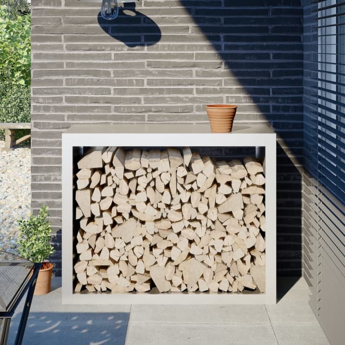 vidaXL - Haardhoutrek - 100x40x80 - cm - staal - wit