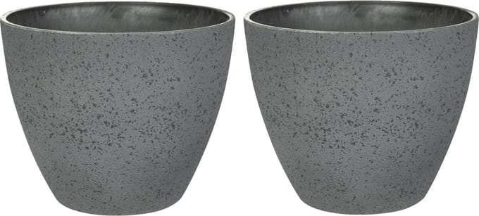 Ter Steege Bloempot/plantenpot - 2x - buiten - antraciet - D13/H12 cm