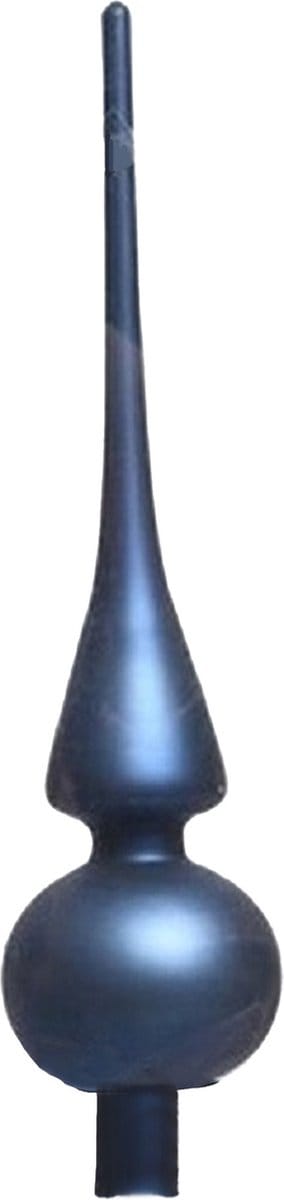 Decoris Kerst piek - donkerblauw - 26 cm - glas - mat - kerstboompiek