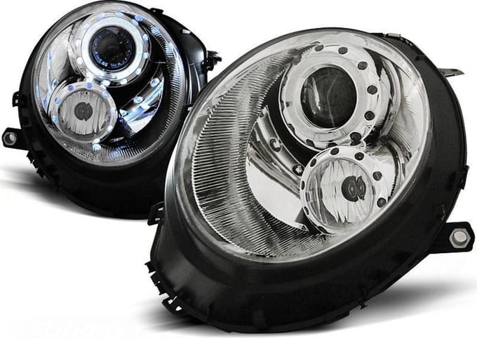 Koplampen BMW MINI (COOPER) 06-14 ANGEL EYES CHROOM