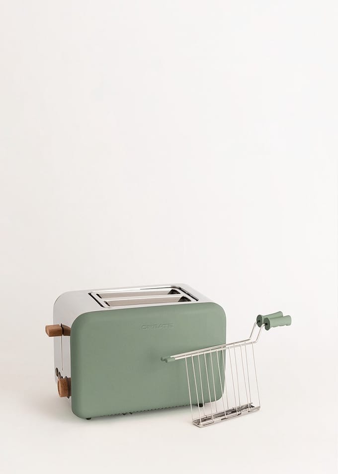 CREATE -Pack TOAST RETRO Klein Broodrooster voor breed brood + SET VAN 2 TOSTIKLEMMEN om Sandwiches