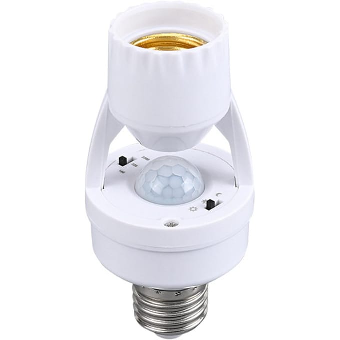 E27 Bewegingssensor Lamphouder LED Lampvoet Adapter PIR E27 Lampvoet voor Trap Garage wit