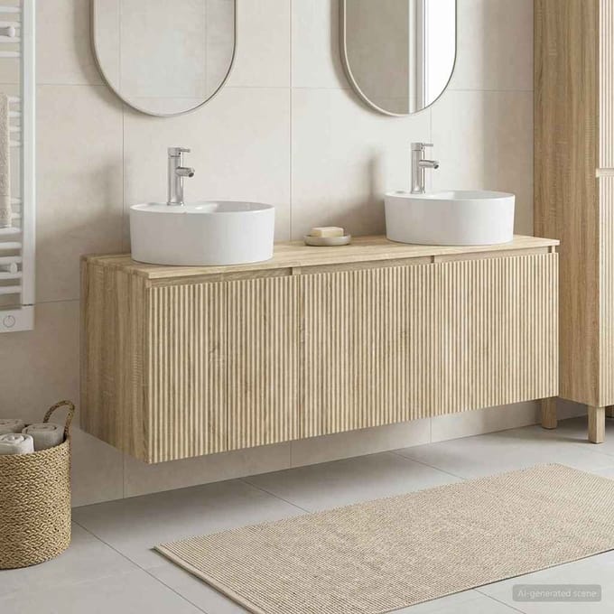 vidaXL - Badkamerkast - set - 3 - st - Sonoma - Eiken - 49,5 - x - 44,5 - x - 65 - cm