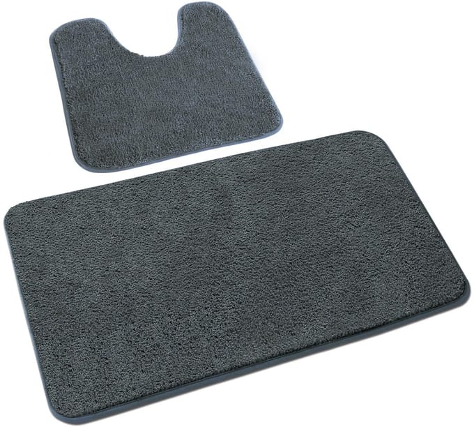Badmat Microfiber douchemat, machinewasbaar, extra zachte en absorberende mat (40x60cm, grijs)