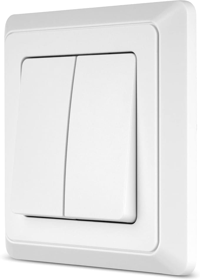 Lichtschakelaar wit, inbouw, compleet met frame