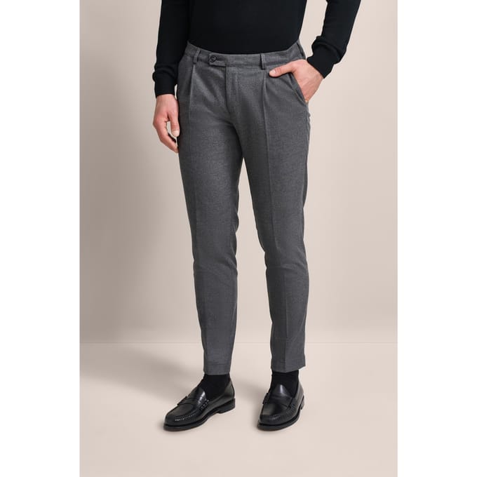 Bugatti Herren Geplooide broek met moderne flanelzachte touch