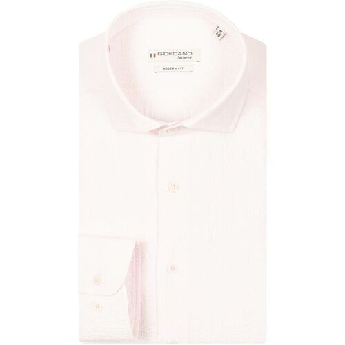 Giordano Overhemd Row Cutaway Collar Seersucker Stripe Roze / male
