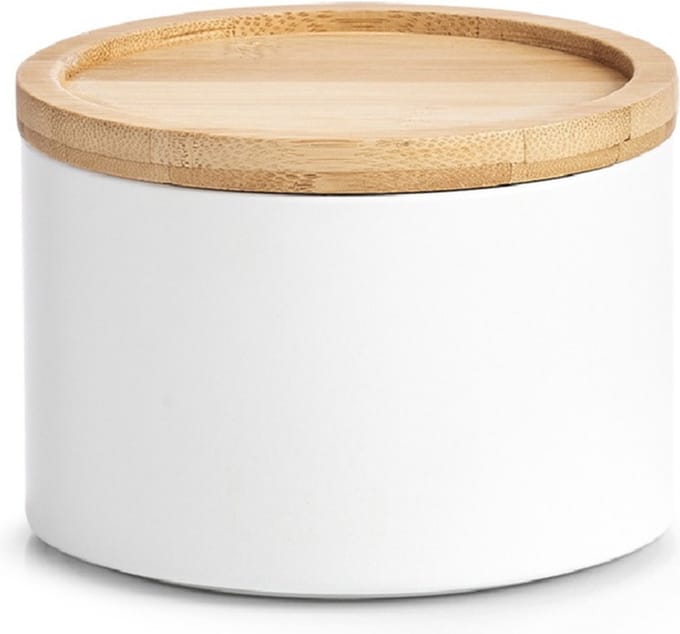 Zeller Voorraad blik - wit - metaal - 13 x 9,5 cm - 1,6L - snoeptrommels
