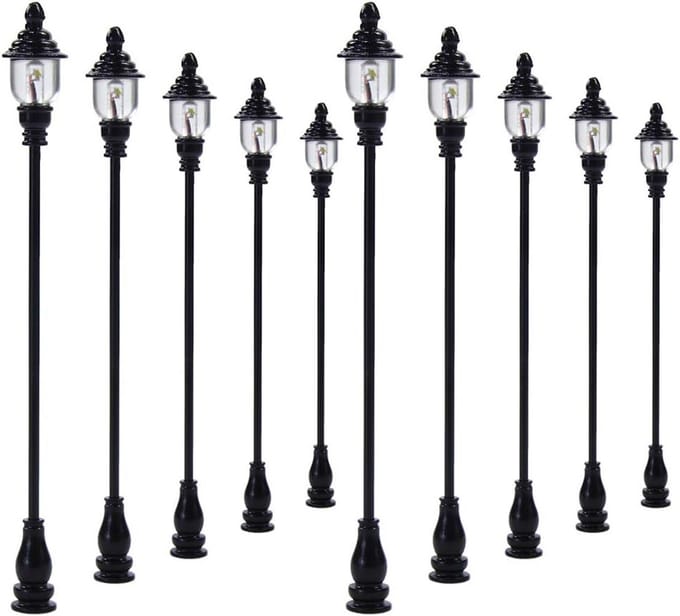 10x Modelspoor Straatlantaarns LED Verlichting Warm Wit - Schaalgrootte H0 (1:87)
