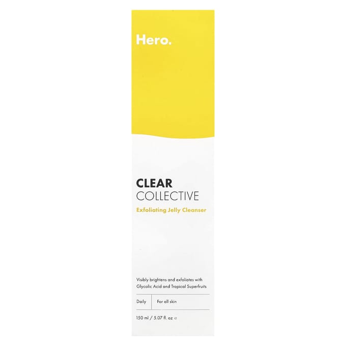 Hero Cosmetics, Clear Collective, Nettoyant Gelée Exfoliante, 5,07 fl oz (150 ml) beige