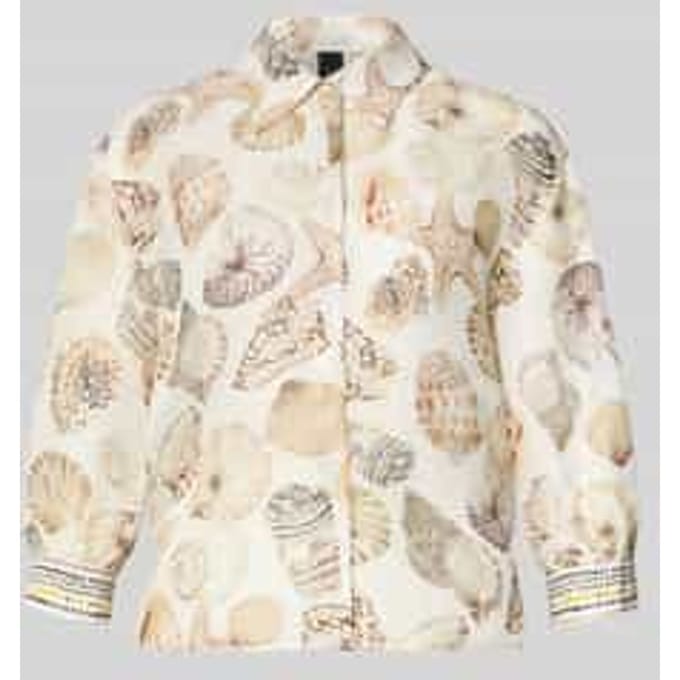 Blouse van linnenmix met 3/4-mouw