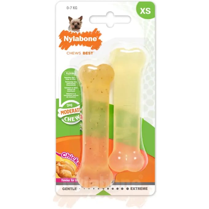 Set van 2 hondenspeeltjes Nylabone Moderate Chew Chicken 1 Moderate Chew Chicken/ 1 Moderate XS