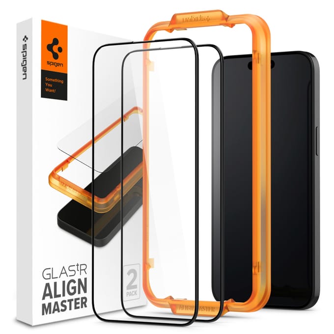 Spigen AlignMaster Full Cover Screenprotector 2 Pack voor de Apple iPhone 15 Pro Max