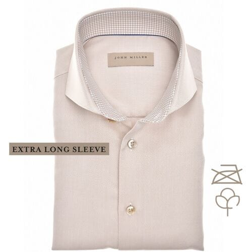 John Miller Overhemd Faux Uni Texture Extra Long Sleeve Mouwlengte 7 Sandy / male