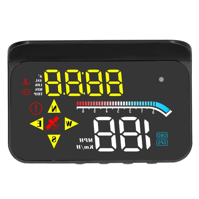 Système Auto OBD2 + GPS Affichage HUD Projecteur de Vitesse de Voiture Numérique Universel black