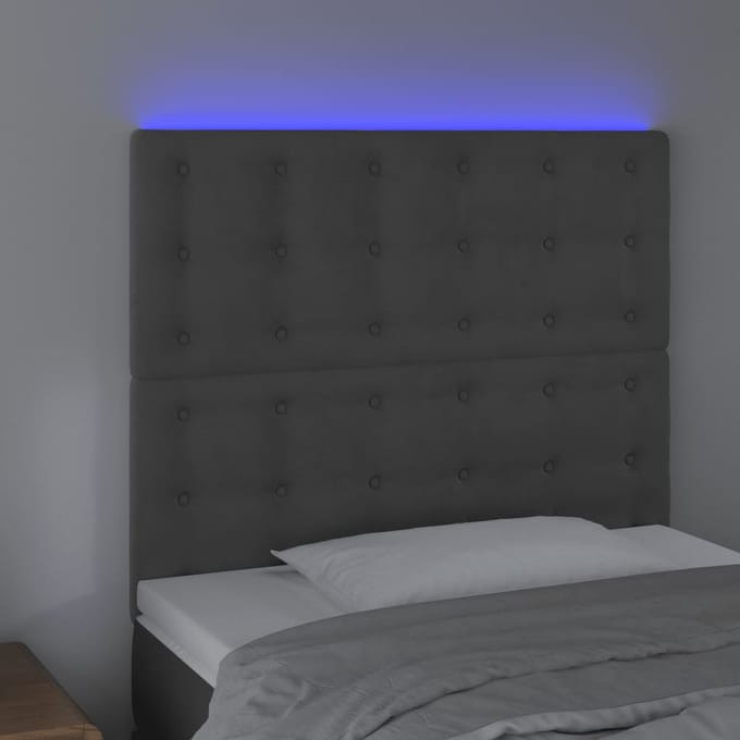 vidaXL - Hoofdbord - LED - 100x5x118/128 - cm - fluweel - donkergrijs