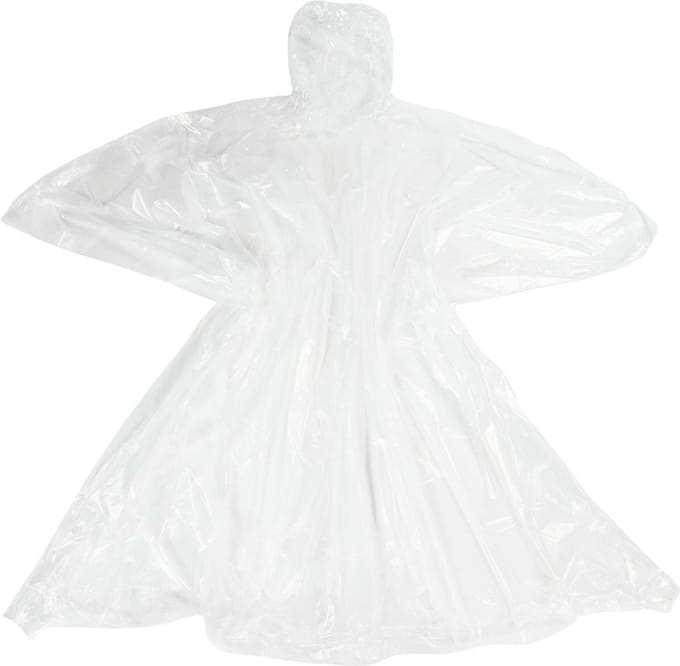 Benson Wegwerp regenponcho - transparant - compact - duurzaam PE-materiaal - one size fits most