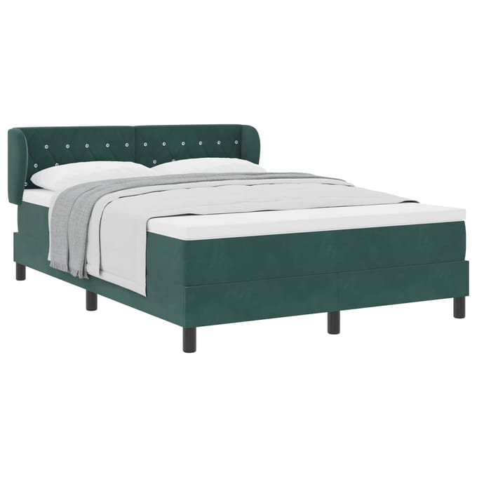 vidaXL - Boxspring - bed - met - hoofdeinde - Donkergroen - 140 - x - 190 - cm - Fluweel