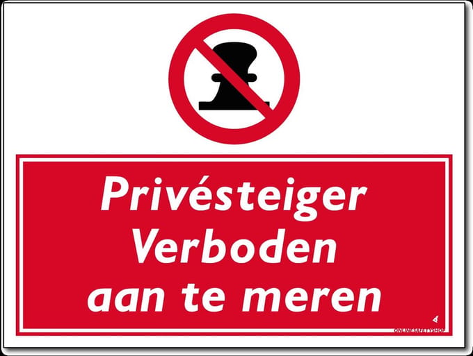 Aanmeren bord - Verboden - Forex - 40 x 30 cm - Weerbestendig