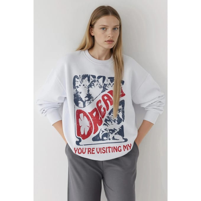 Bedrukt Ronde Hals Sweatshirt