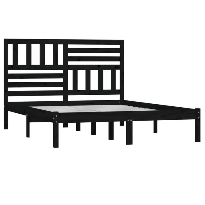 vidaXL - Bedframe - massief - grenenhout - zwart - 140x190 - cm