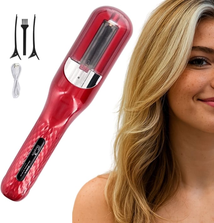 Split Ender voor Gespleten Haarpunten Incl. 5 Accessoires - Multistyler Split Remover Draadloos - Split End Trimmer - Rood