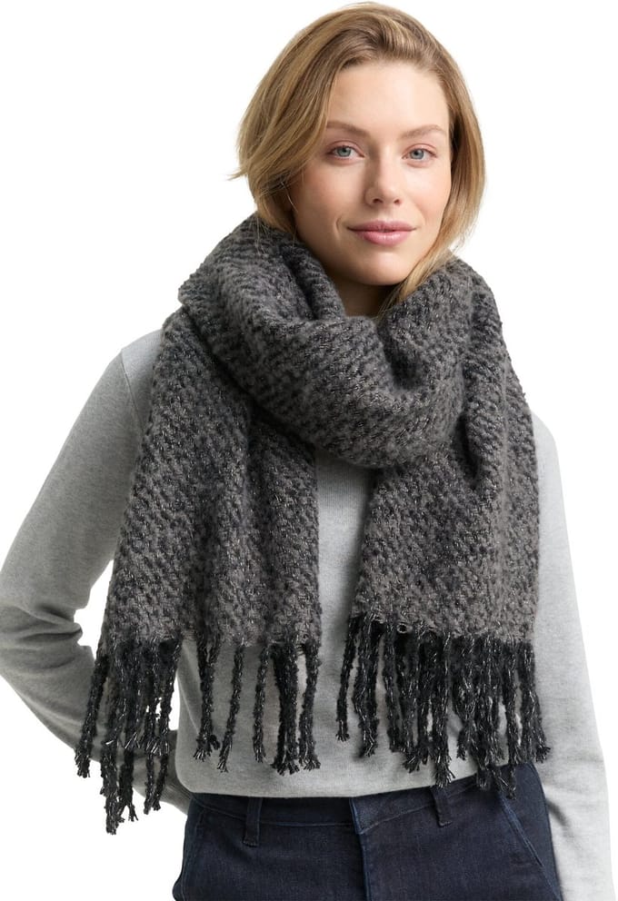 Tom Tailor - Sjaal met glittereffect - Maat ONESIZE - deep black