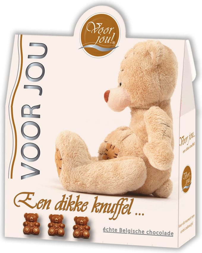 Voor Jou Cadeau doos trendy beertjes dikke knuffel 100 gram