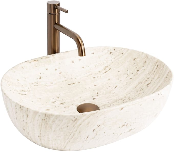Rea - Amelia 48 - Wastafel - Imitatiesteen Travertine Classic - 48X34,5X13,5Cm