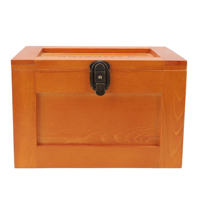 Boîte de Rangement en Bois de Bureau Multifonctionnelle Boîte Conteneur en Bois avec Serrure et Clés pour Divers beige