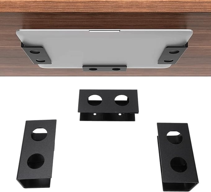 Aluminium Laptop Houder Onder Bureau met Kr scratchbestendige Siliconen voor Laptops, Tablets en Toetsenborden