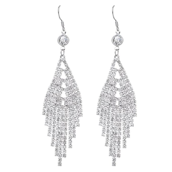 Fako Bijoux® - Oorbellen - Strass & Kristal Bling - Zilverkleurig