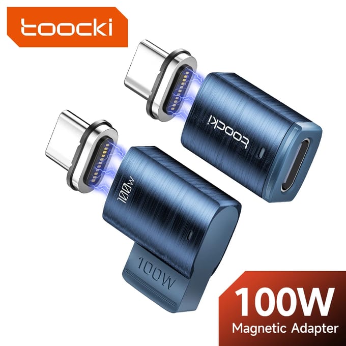 Toocki USB3.0 USB C naar Type C Magnetische OTG Adapter PD 100 W Snel Opladen 5 Gbps Data OTG Converter voor Macbook iPhone 15 Straight